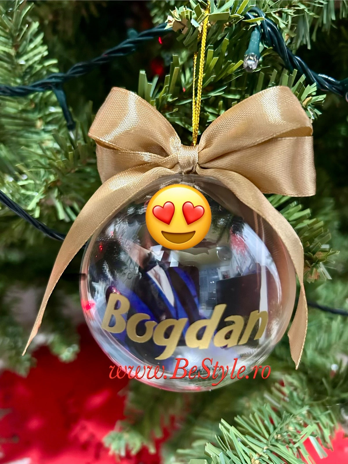 Glob personalizat cu fotografie de Craciun 01