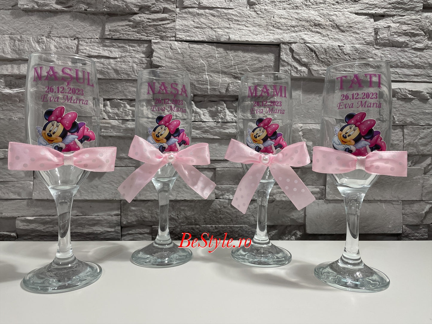 Pahare personalizate botez fetita 02 Minnie Mouse