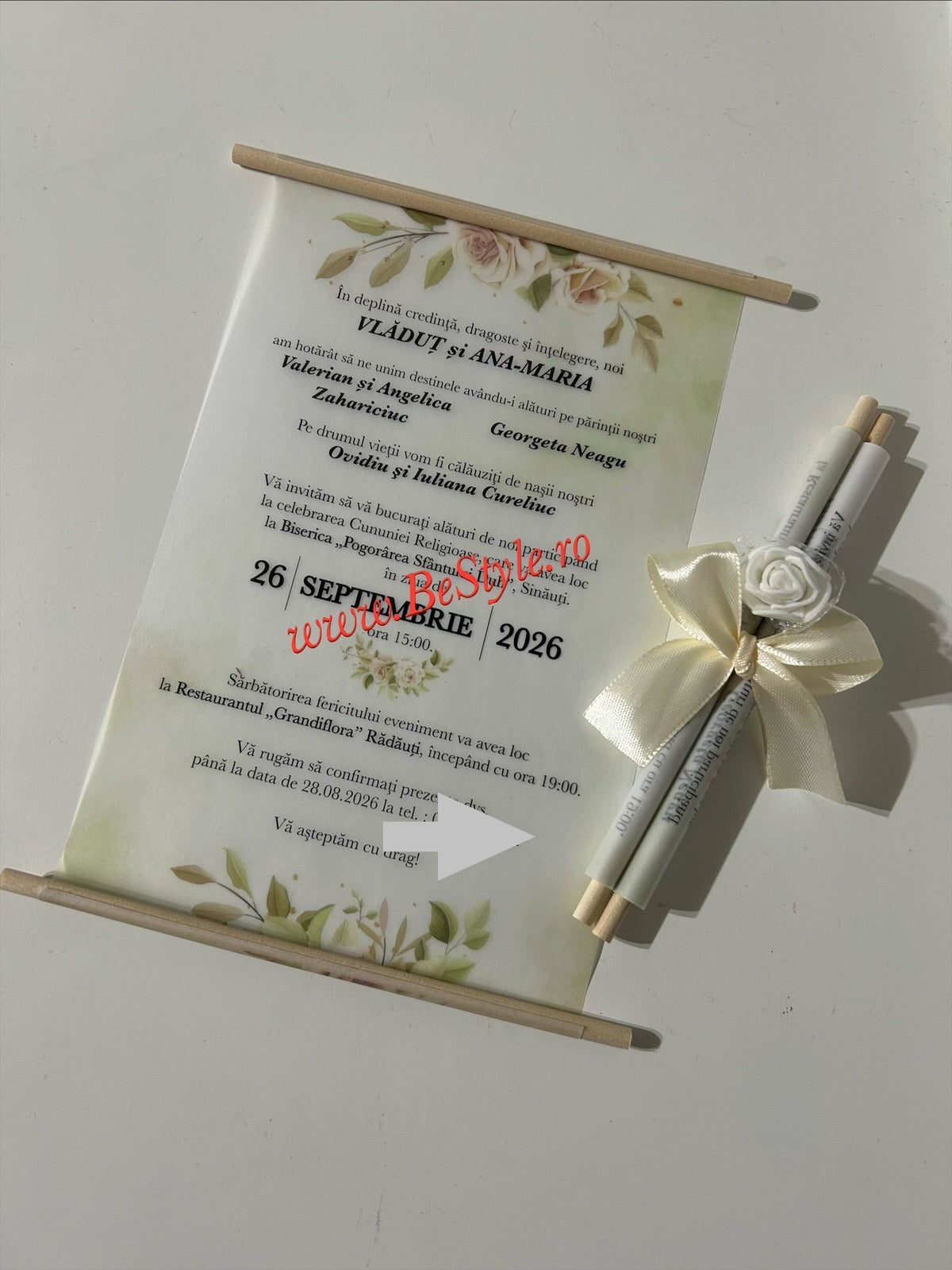Invitatie nunta BSIN119 - cu trandafir