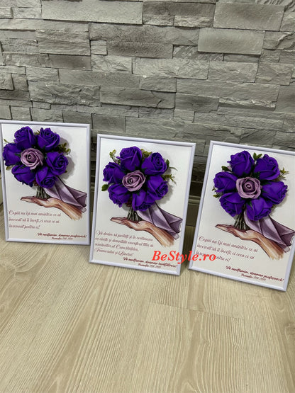 Tablou personalizat cu buchet din trandafiri de sapun