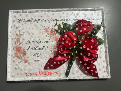 Tablou personalizat A4 cu buchet din trandafiri de sapun 01