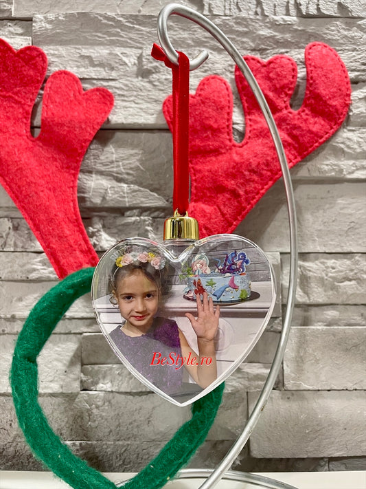 Glob personalizat cu fotografie - inima de Craciun 03