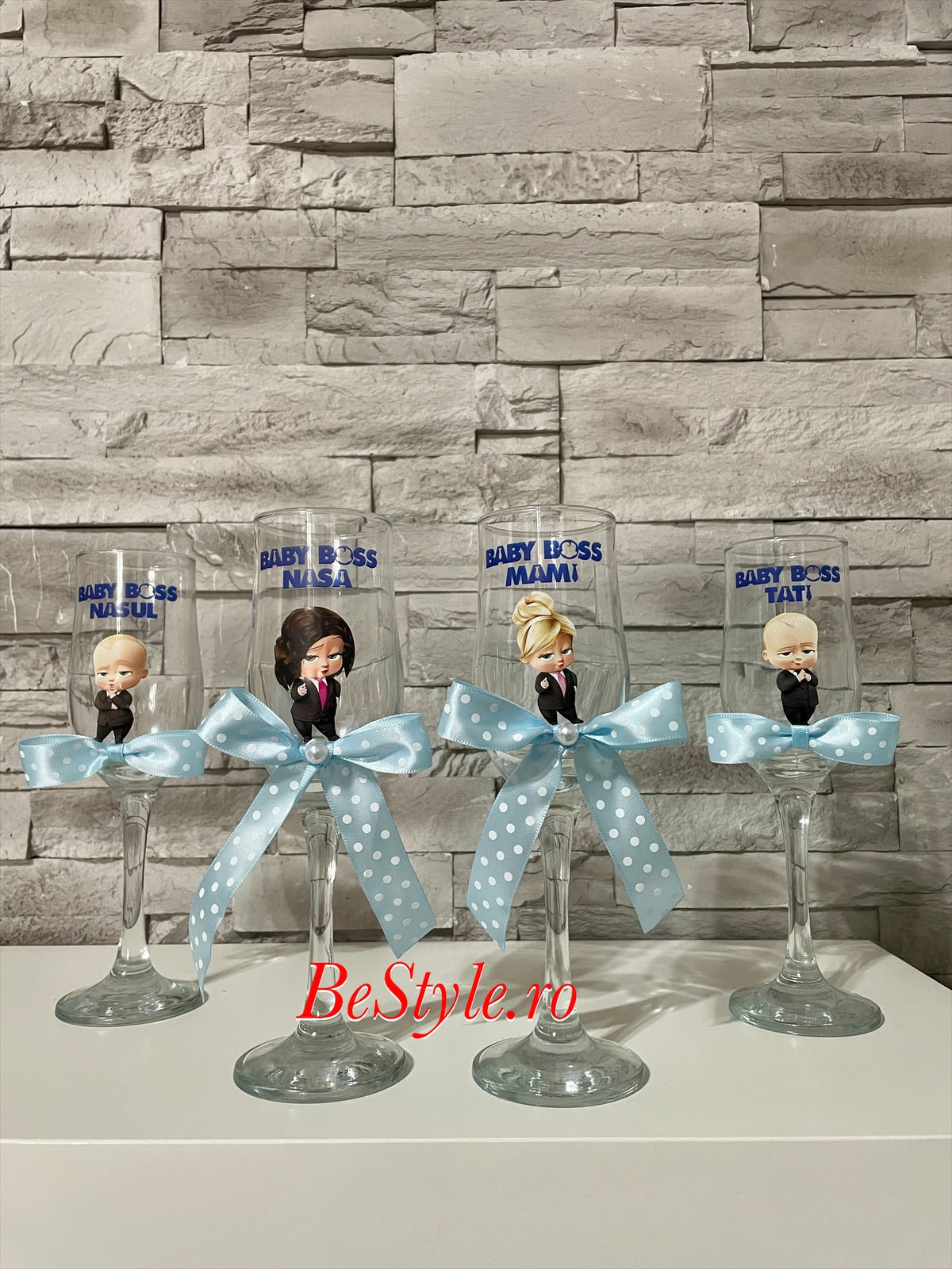 Pahare personalizate botez baietel 02 Baby Boss