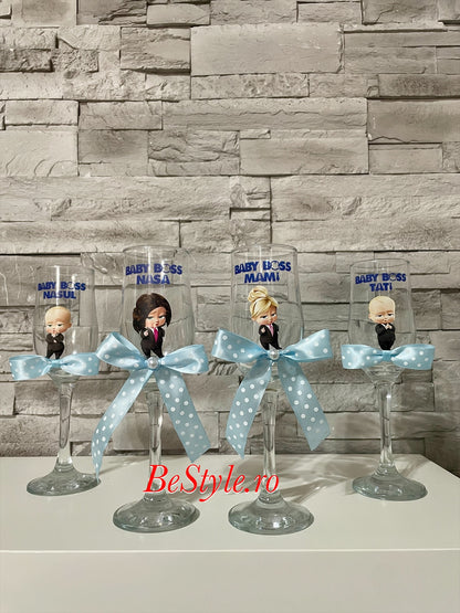 Pahare personalizate botez baietel 02 Baby Boss
