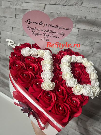 Aranjament cu trandafiri de sapun personalizat cu varsta din trandafiri 01