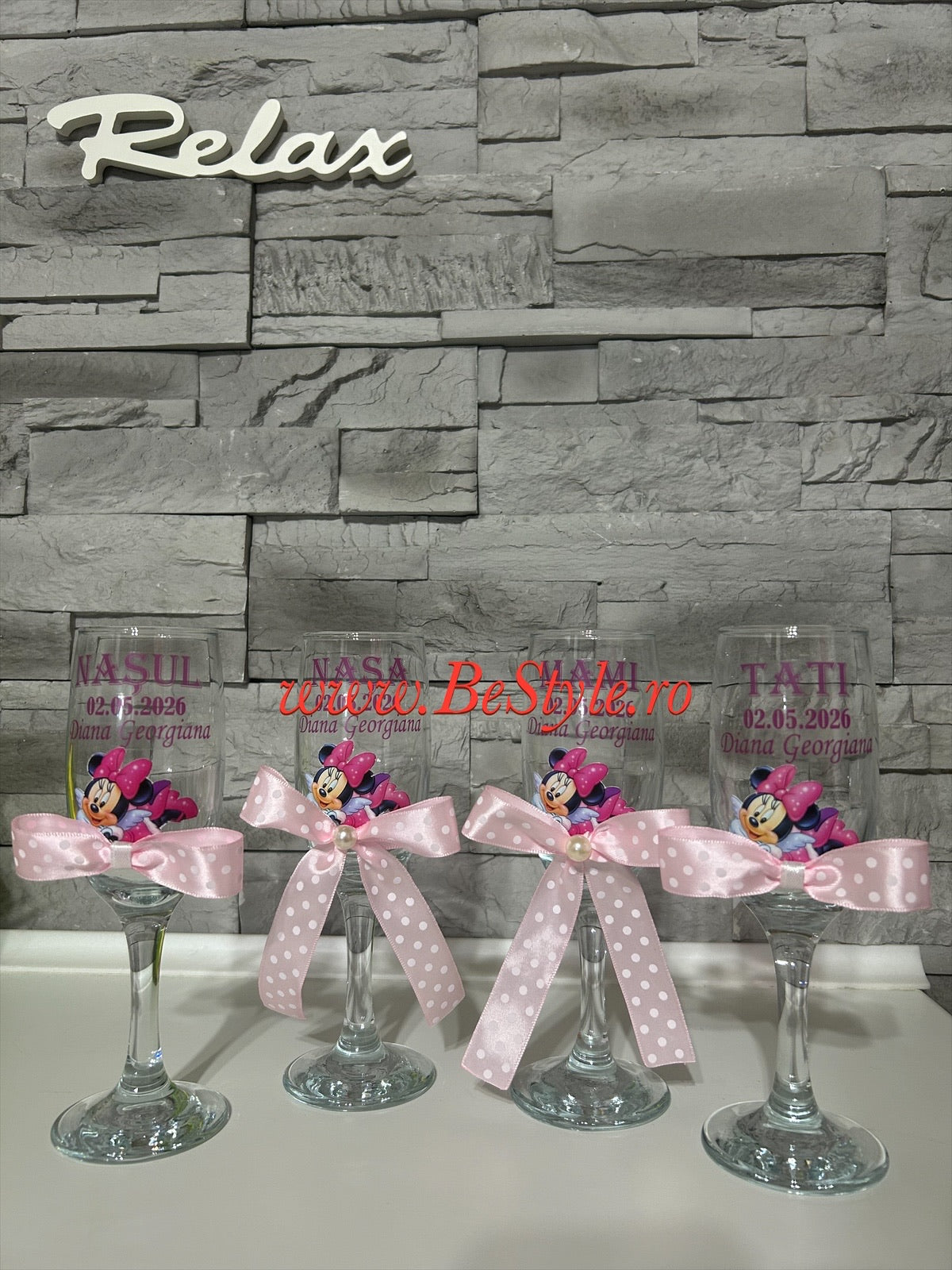 Pahare personalizate botez fetita 02 Minnie Mouse