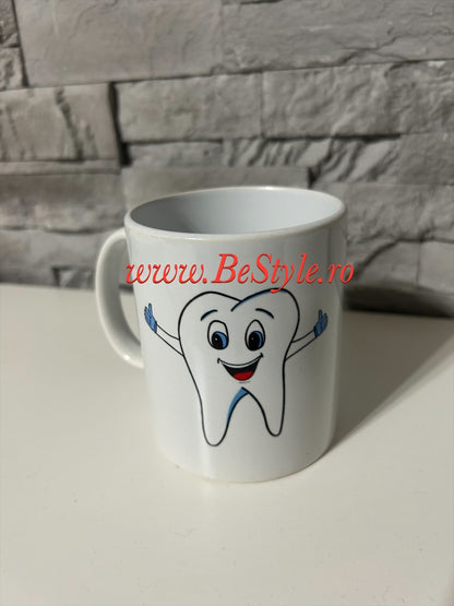 Cana personalizata alba - medic stomatolog