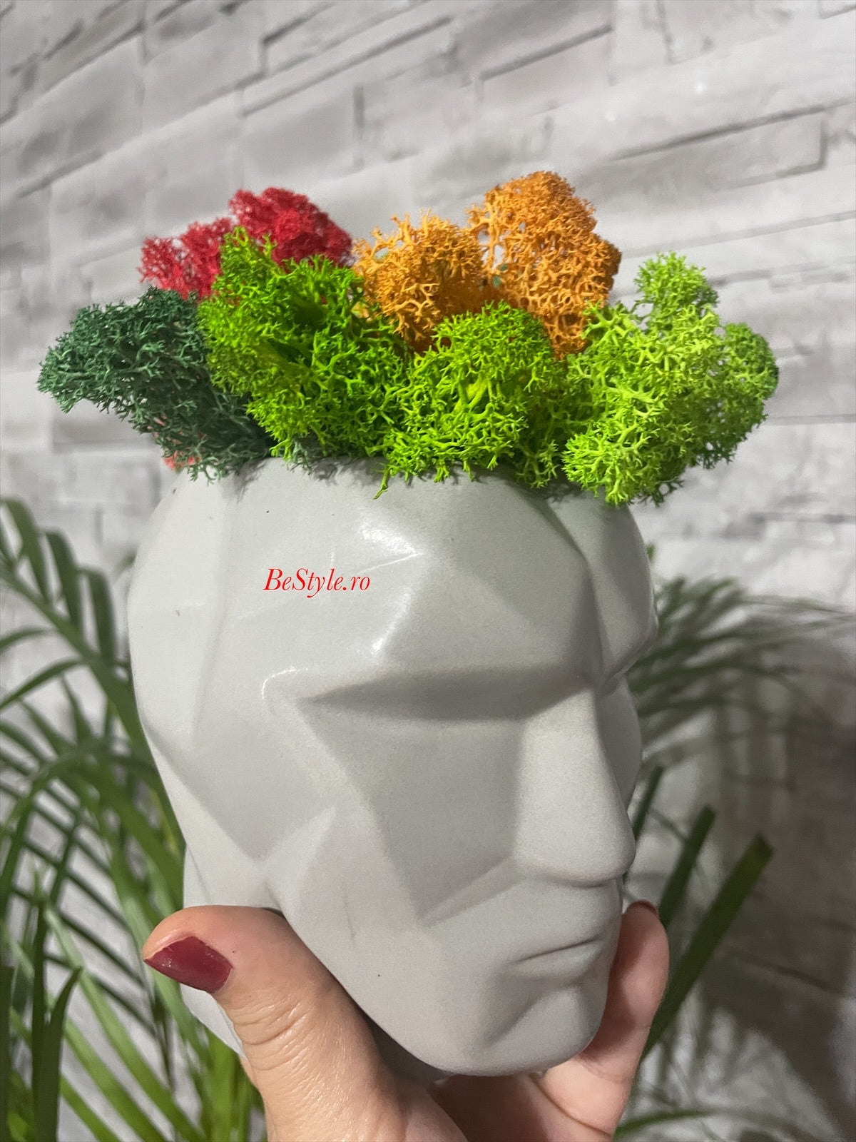 Bol ceramic față - aranjament cu licheni - martisor