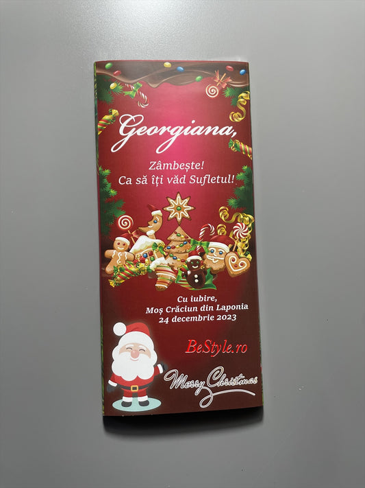 Ciocolata personalizata cu mesaj de Craciun