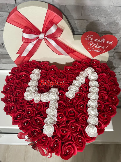 Aranjament cu trandafiri de sapun personalizat cu varsta din trandafiri - 05