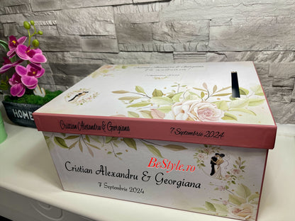 Cutie plicuri bani nunta - Watercolor roses