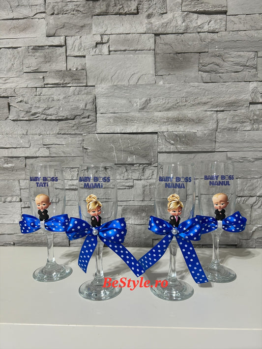 Pahare personalizate botez baietel 02 Baby Boss