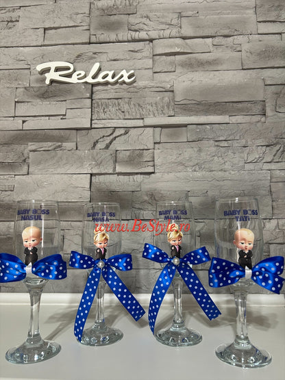 Pahare personalizate botez baietel 02 Baby Boss