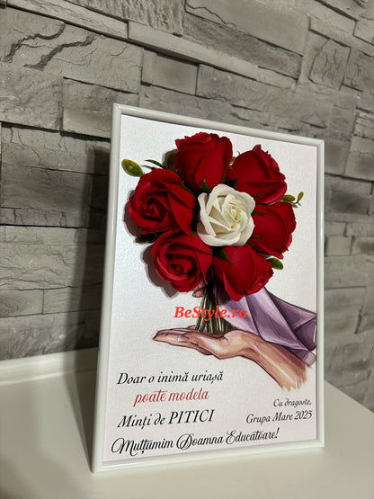 Tablou personalizat cu buchet din trandafiri de sapun