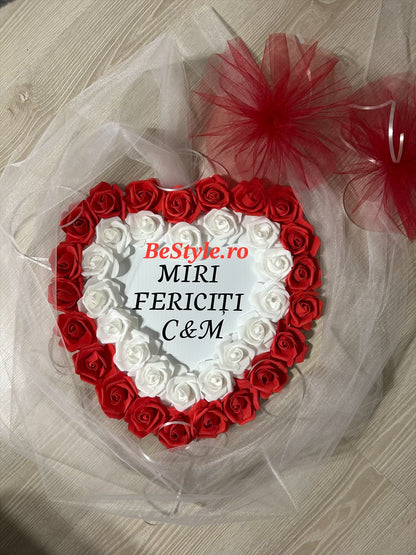 Decor masini miri si nasi, inima, cu trandafiri 03