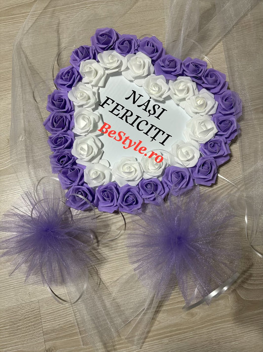 Decor masini miri si nasi, inima, cu trandafiri 04