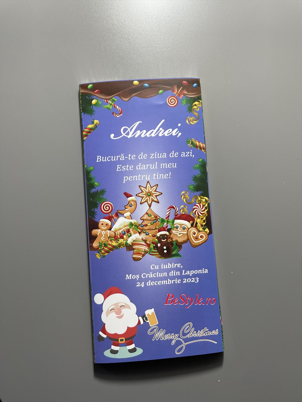 Ciocolata personalizata cu mesaj de Craciun