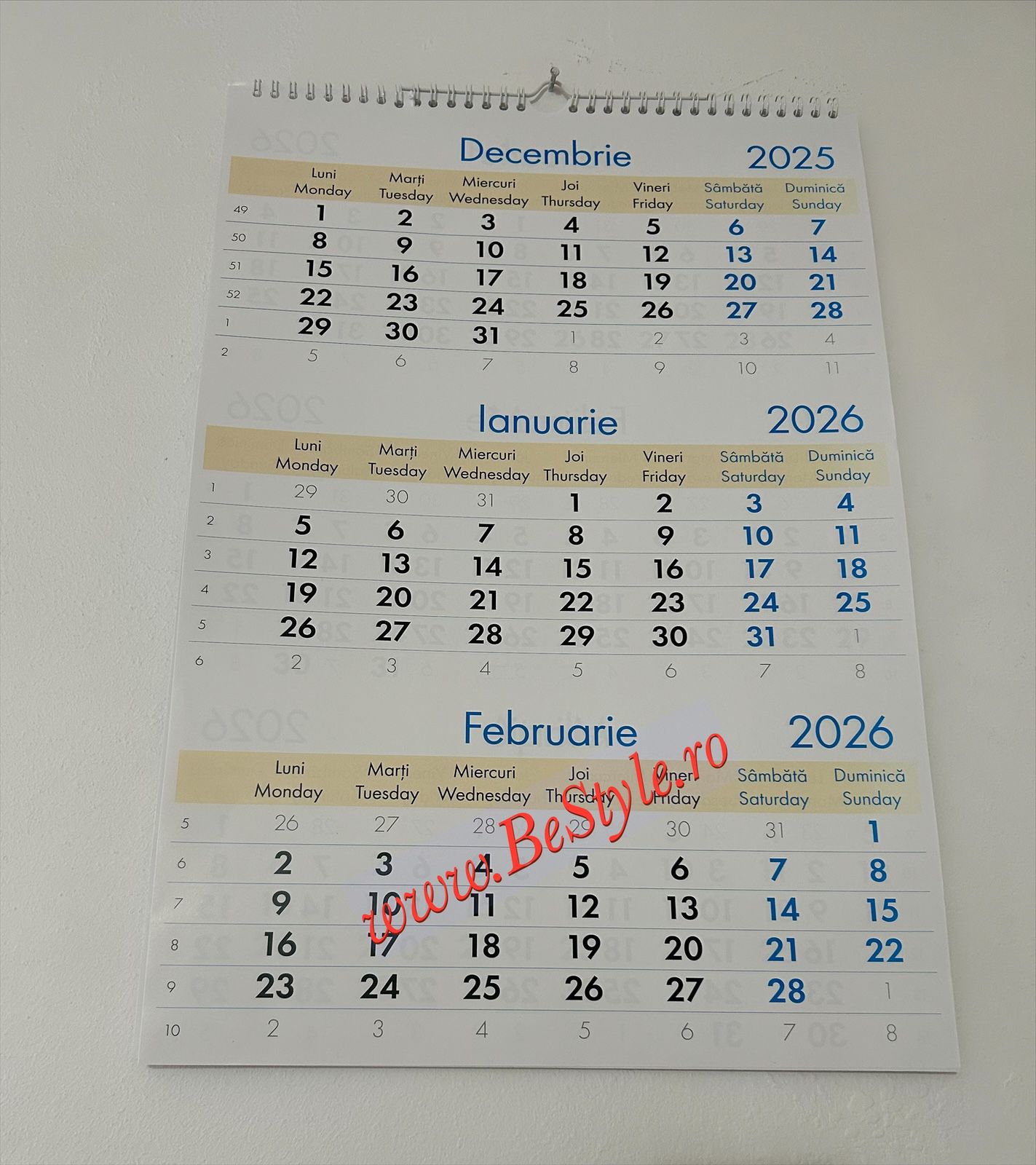 Calendar general triptic 2026 de perete CAL G13