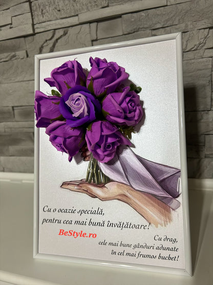 Tablou personalizat cu buchet din trandafiri de sapun