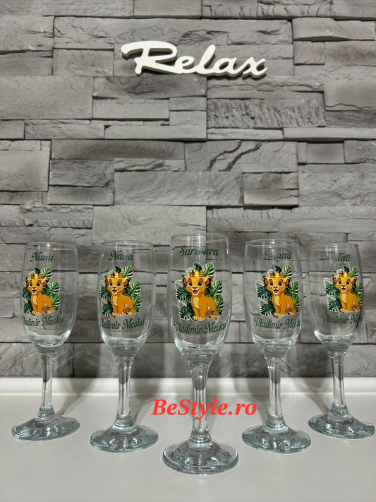 Pahare personalizate botez baietel 03 - Regele leu