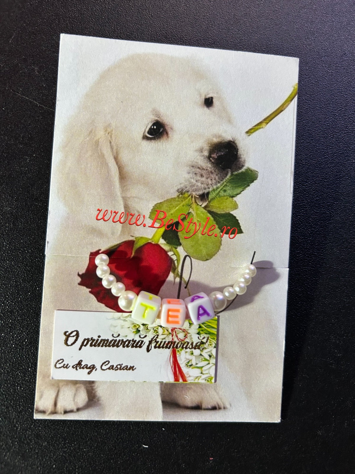 Bratara martisor din perle personalizata cu nume