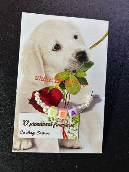 Bratara martisor din perle personalizata cu nume