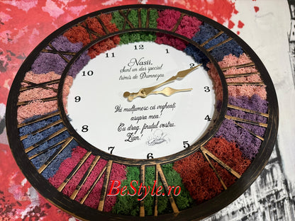 Ceas de perete cu licheni personalizat pentru nasi 04
