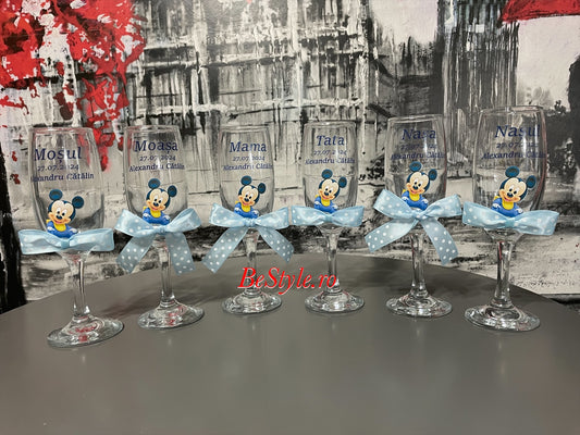 Pahare personalizate botez baietel 03 Mickey Mouse