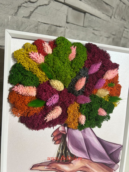 Tablou personalizat cu buchet din licheni A4