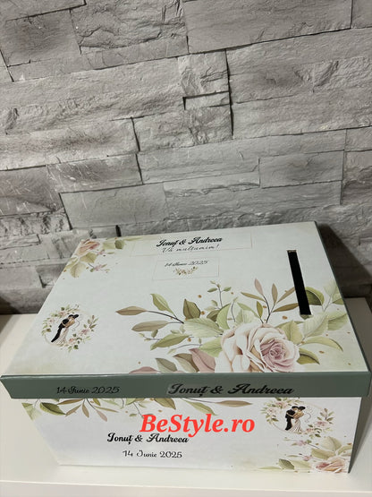 Cutie plicuri bani nunta - Watercolor roses