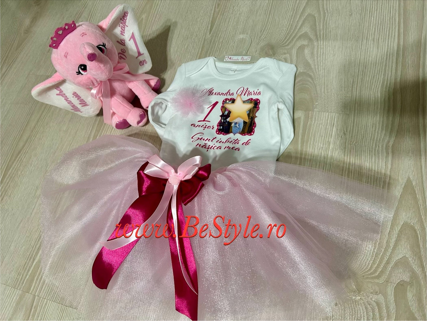 Set mot: body personalizat + tutu + plus personalizat + diadema