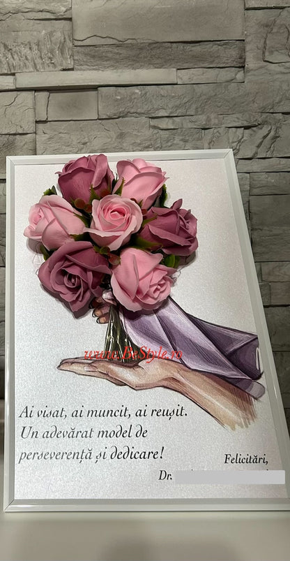 Tablou personalizat cu buchet din trandafiri de sapun