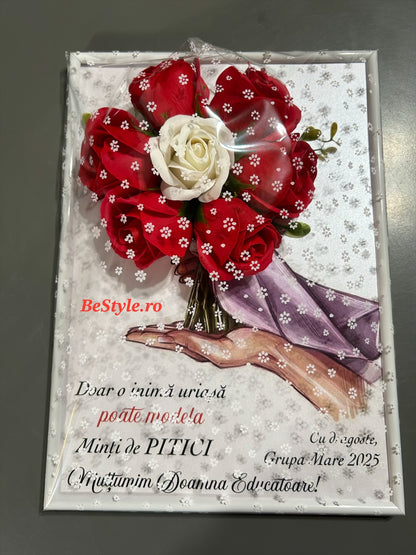 Tablou personalizat cu buchet din trandafiri de sapun