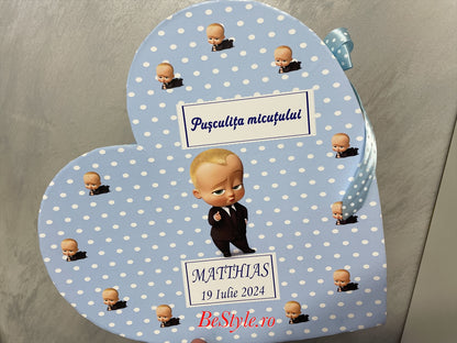 Cutie plicuri de bani botez Baby Boss - inima 02