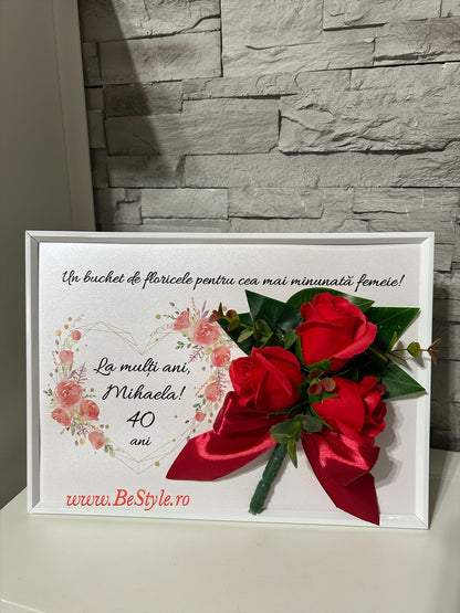Tablou personalizat A4 cu buchet din trandafiri de sapun 01