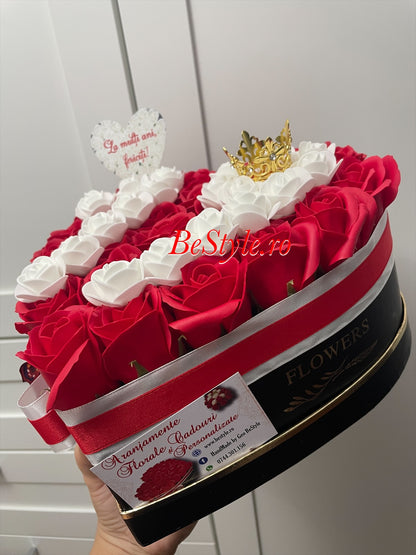 Aranjament cu trandafiri de sapun personalizat cu varsta din trandafiri 02