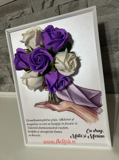 Tablou personalizat cu buchet din trandafiri de sapun