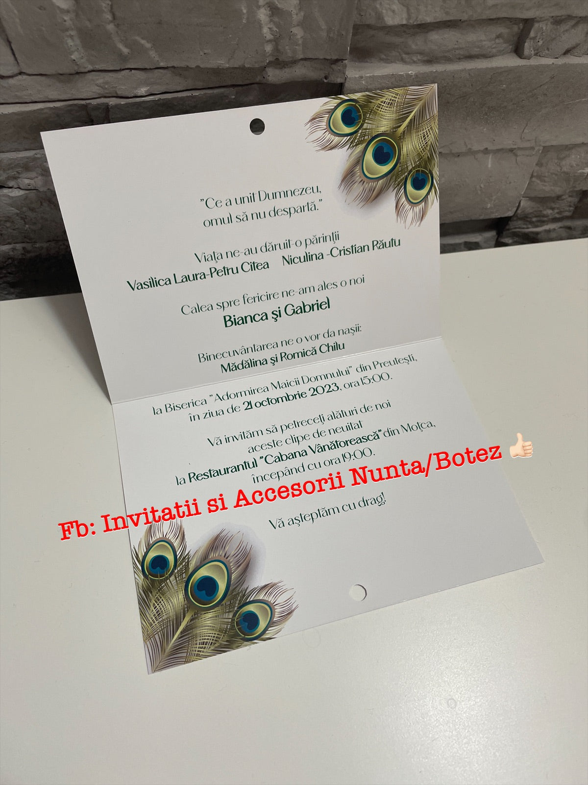 Invitatie nunta BSIN064 cu fundita