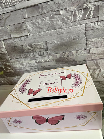 Cutie plicuri de bani botez Fluturas