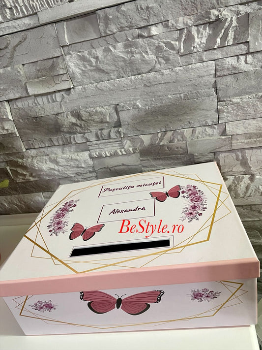 Cutie plicuri de bani botez Fluturas