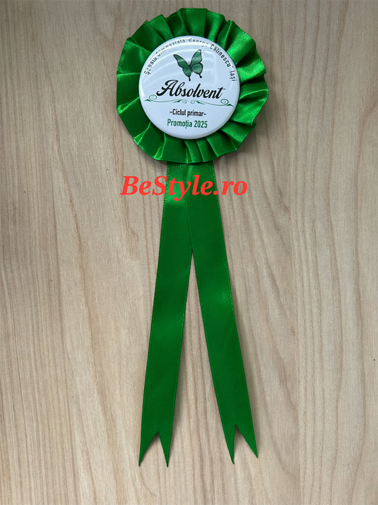 Cocarda verde personalizata Absolvent Ciclu Primar