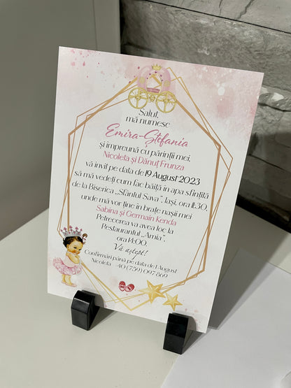 Invitatie botez BSIB028 - Princess carriage