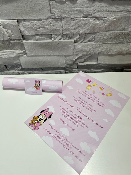 Invitatie botez BSIB015 - Baby Minnie Mouse