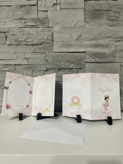 Invitatie botez BSIB023 - Princess carriage