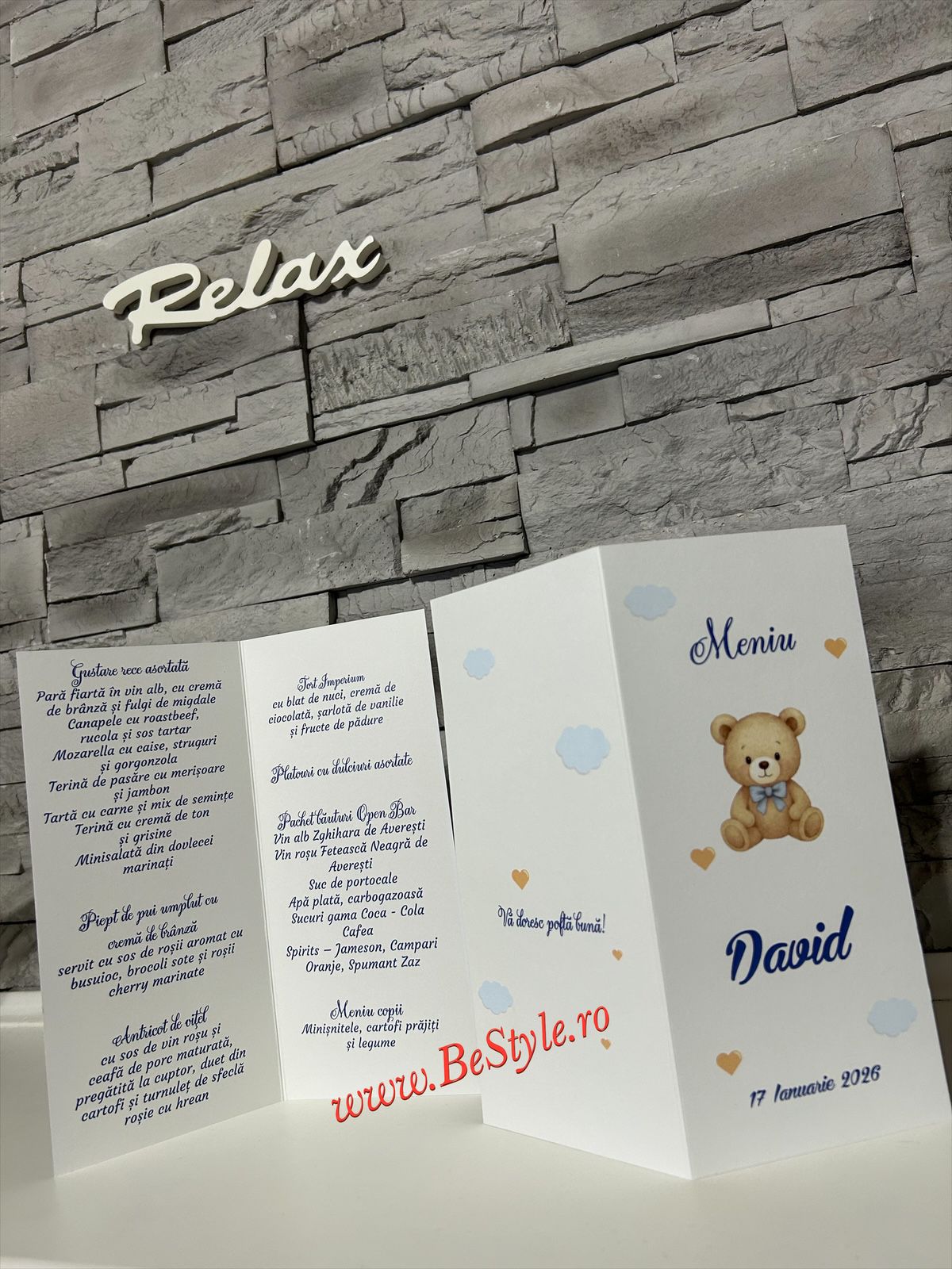 Meniu botez BSMB015 - Ursulet