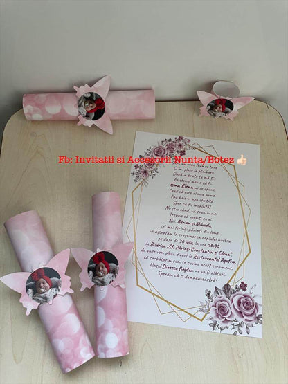 Invitatie botez BSIB030 - fluturas