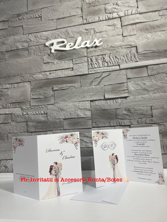 Invitatie nunta BSIN056 silueta miri