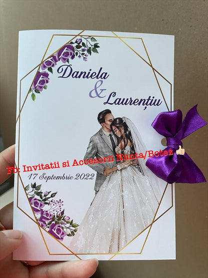 Invitatie nunta BSIN091 cu fundita