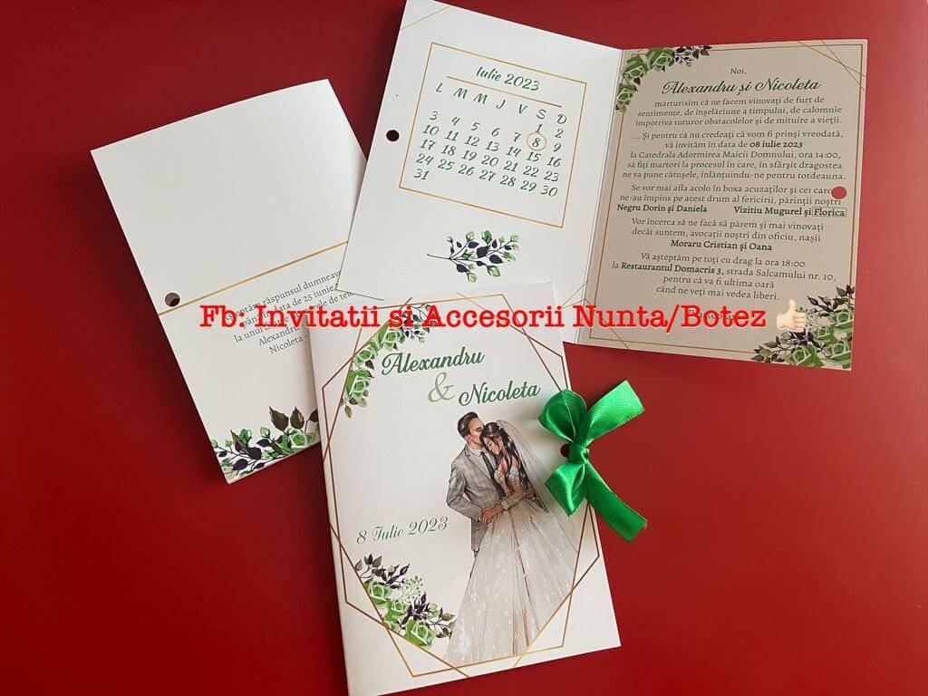 Invitatie nunta BSIN102 cu fundita