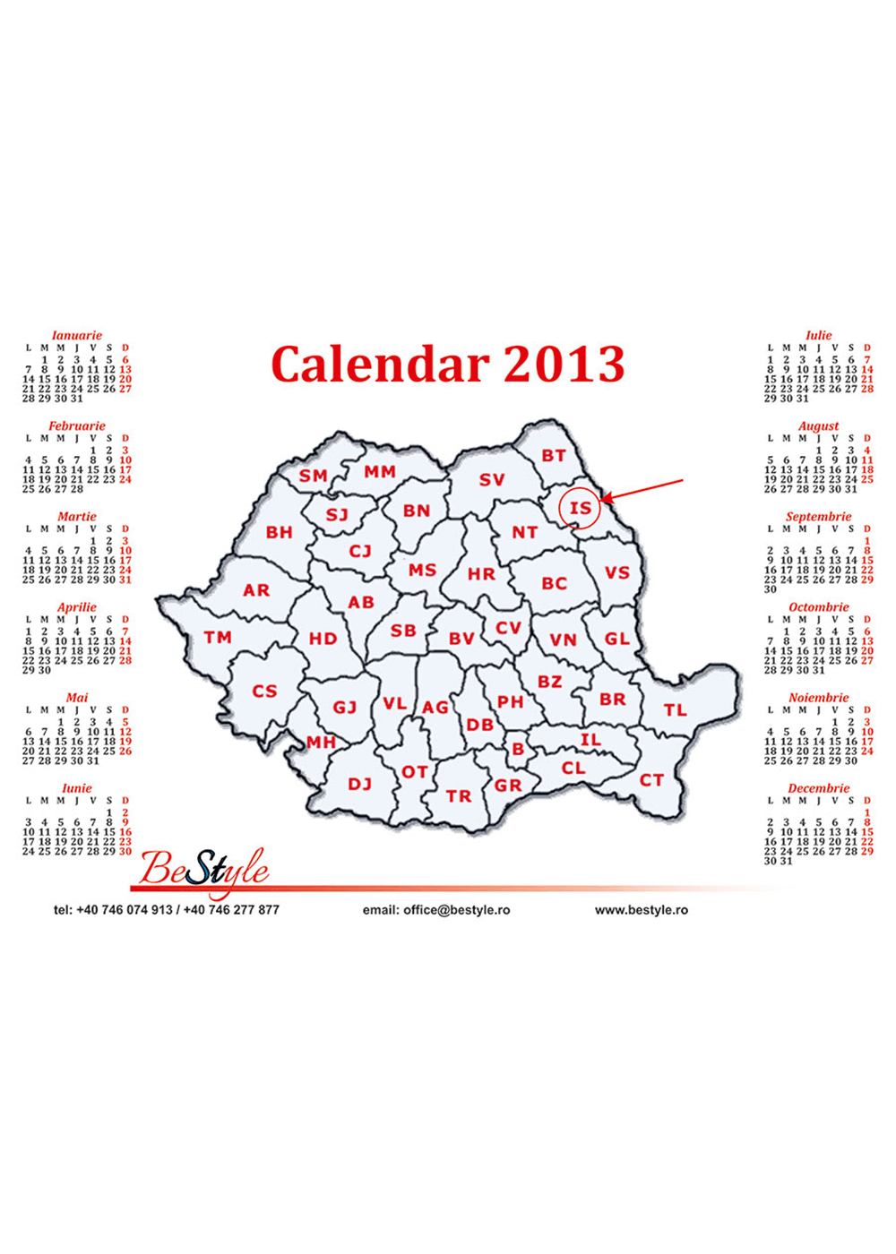 Calendar general de perete 2024 CAL G02 - Harta Romaniei